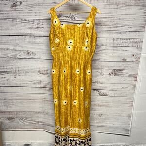 Vintage Hawaii by Alfred Shaheen Yellow Floral Maxi Dress Size 12